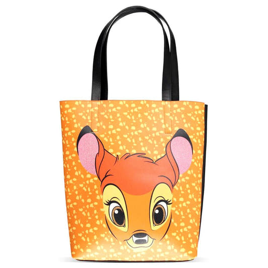 Bolso shopping naranja de Bambi Disney con asas negras