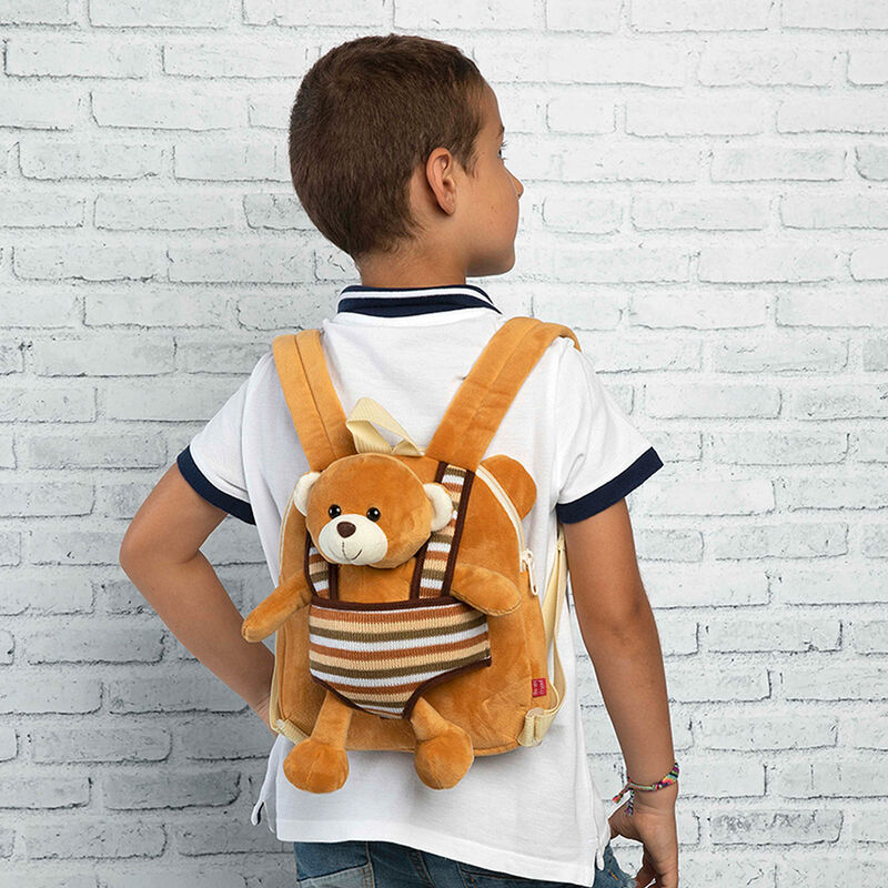 Mochila reversible PERLETTI con peluche de oso marrón Oso Benji - 3