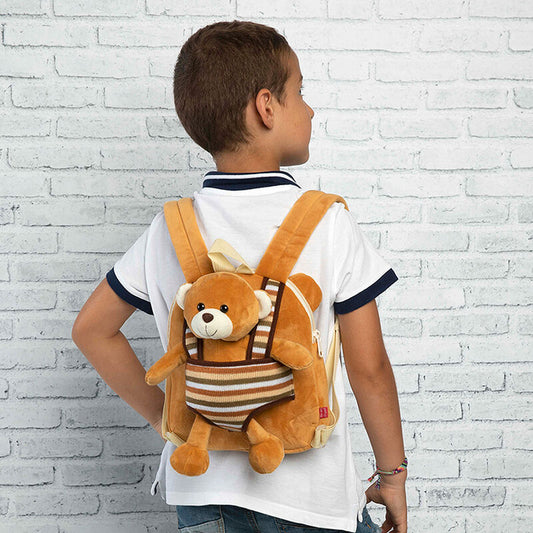 Mochila reversible PERLETTI con peluche de oso marrón Oso Benji - 3