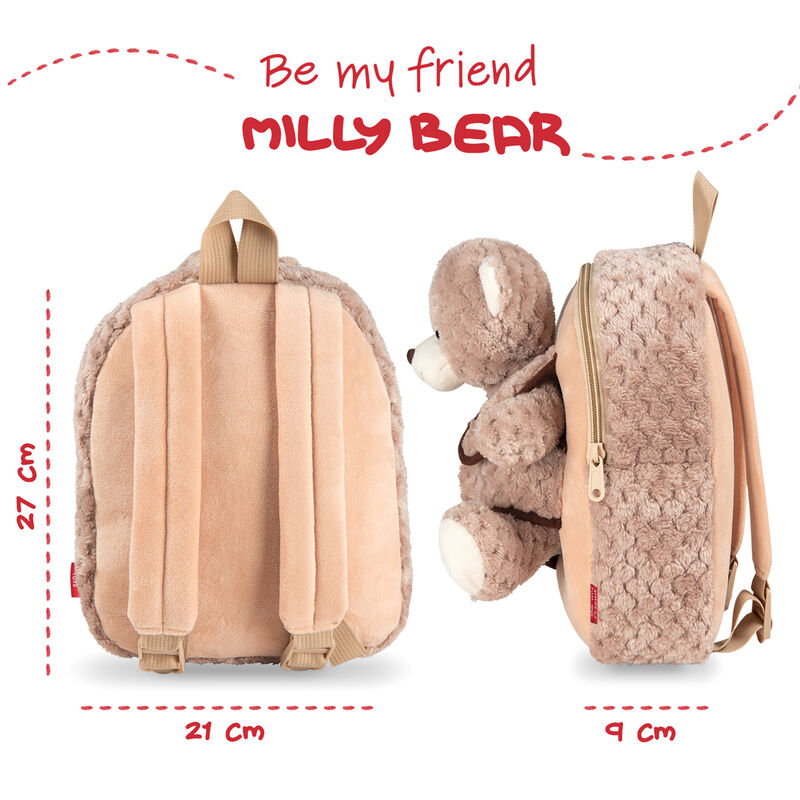 Mochila PERLETTI con peluche de oso Milly en tonos beige y marrón - 4