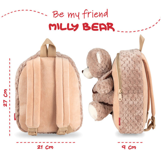 Mochila PERLETTI con peluche de oso Milly en tonos beige y marrón - 4