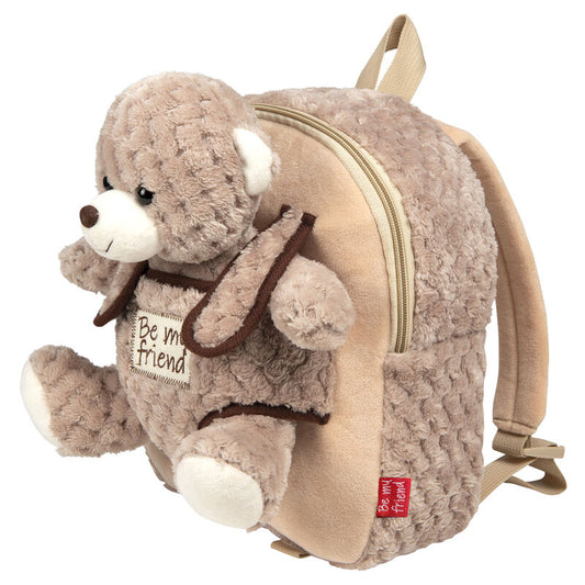 Mochila PERLETTI con peluche de oso Milly en tonos beige y marrón - 5