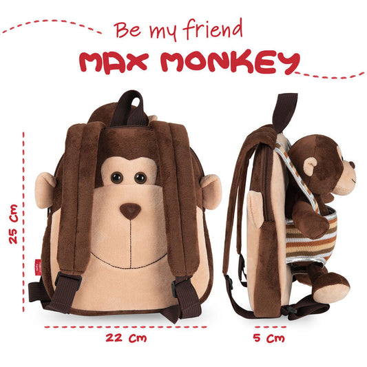 Mochila reversible PERLETTI marrón con peluche de mono Max - 5