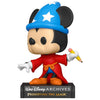 Figura Funko POP! de Sorcerer Mickey con sombrero azul, túnica roja y varita