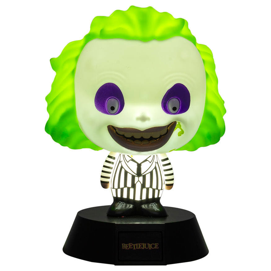 Lámpara Beetlejuice de PALADONE con figura de pelo verde y traje a rayas - 3