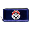 Cartera azul de Super Mario Nintendo con cierre de cremallera
