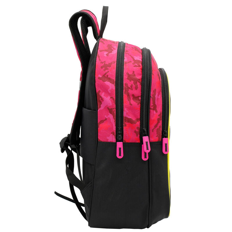 Mochila Max Drift Fortnite negra y rosa con estampado frontal - 3