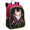 Mochila Max Drift Fortnite negra y rosa con estampado frontal