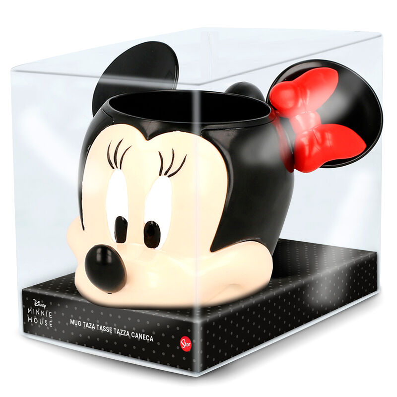 Taza 3D de cerámica con la cabeza de Minnie Disney y caja regalo