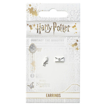 Pendientes chapados en plata de Hedwig y una carta de Harry Potter - 3