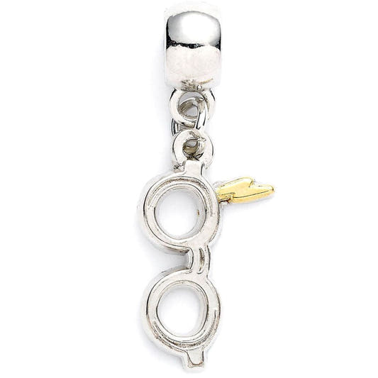 Charm Harry Potter Bolt with Glasses con gafas plateadas y rayo dorado