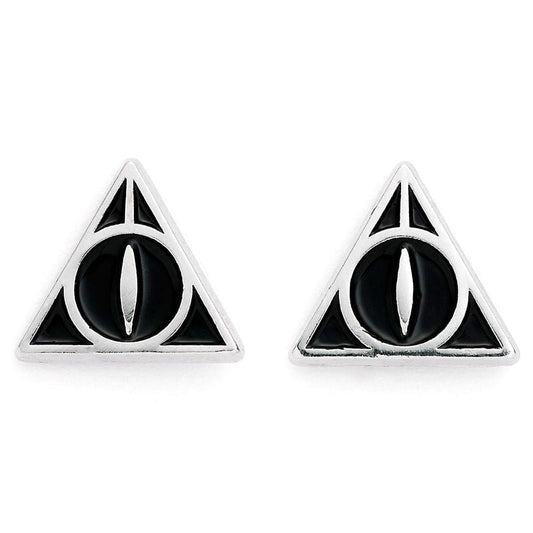 Pendientes Deathly Hallows de Harry Potter en tono plateado y negro