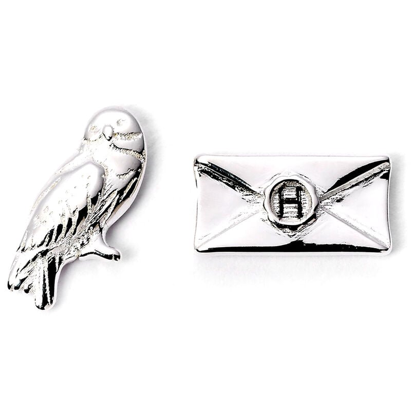 Pendientes chapados en plata de Hedwig y una carta de Harry Potter