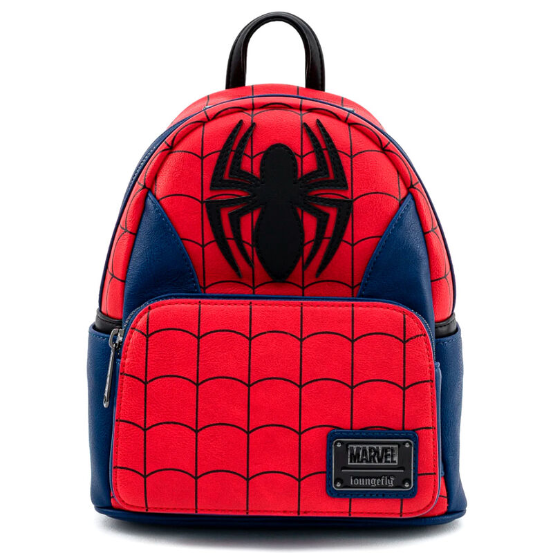 Mochila Loungefly de Spider-Man roja y azul con telarañas