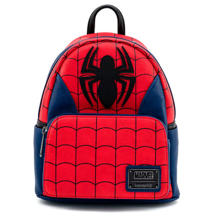 Mochila Loungefly de Spider-Man roja y azul con telarañas