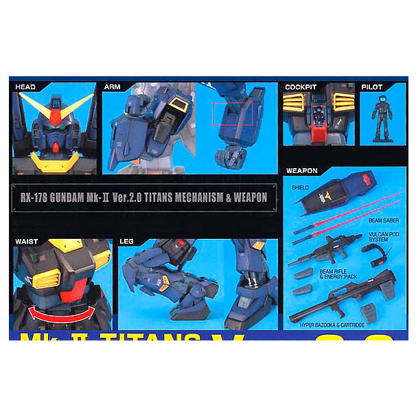 Model kit Gundam MK-II Titans Ver. 2.0 azul con rifle y escudo - 3