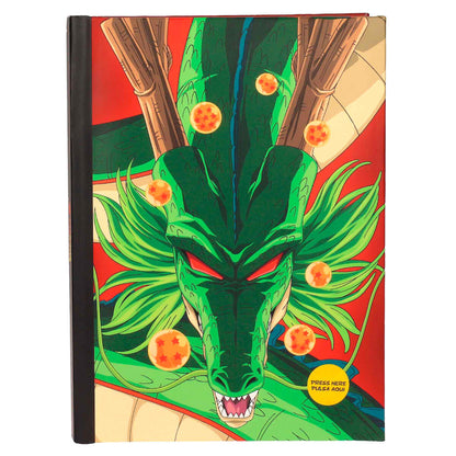 Cuaderno A5 de Dragon Ball con portada de Shenron y bolas de dragón