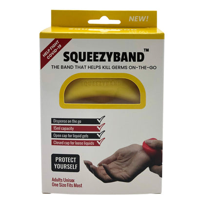 Pulsera amarilla SQUEEZYBAND dispensadora de gel ajustable - 3