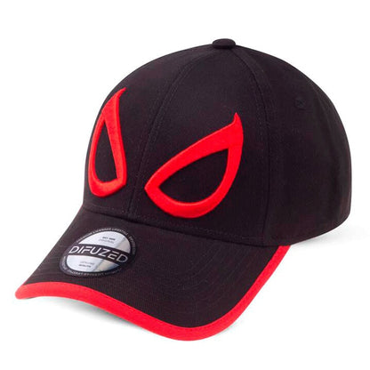Gorra negra de Spider-Man con ojos rojos y visera con borde rojo - 3