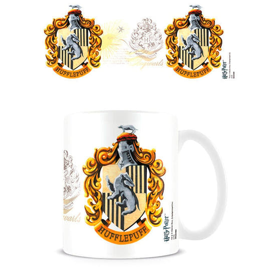 Taza de cerámica Hufflepuff de Harry Potter con escudo y tejón
