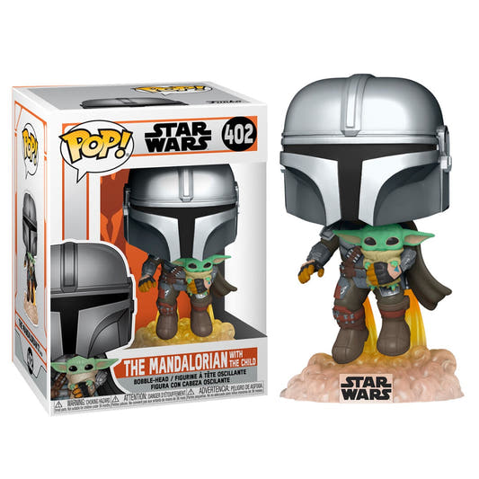 Figura Funko POP! de Mando con el Niño volando con jet pack