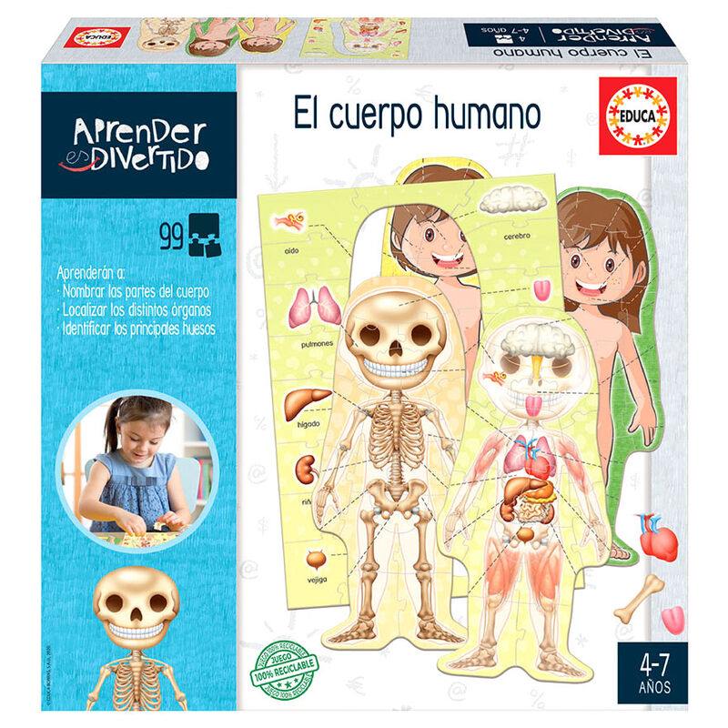 Juego educativo El cuerpo humano de EDUCA BORRÁS con órganos y esqueleto