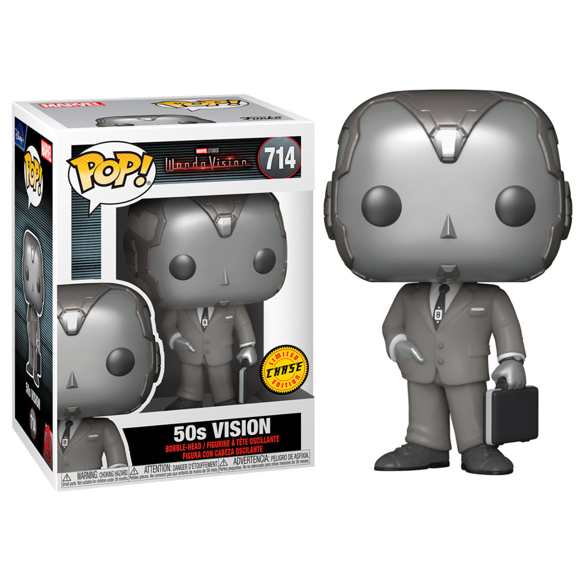 Figura Funko POP! Vision 50s de WandaVision con traje gris y sombrero - 3