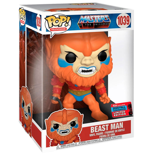 Figura Funko POP! super-sized de Beast Man de Masters of the Universe en su caja