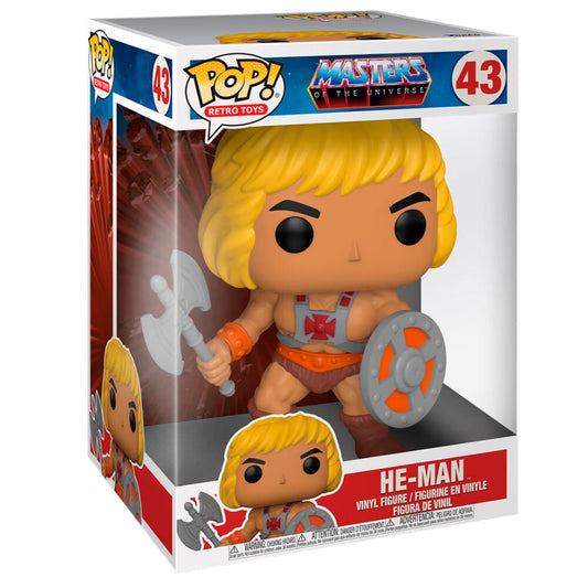 Figura Funko POP! de He-Man con hacha y escudo en caja con ventana