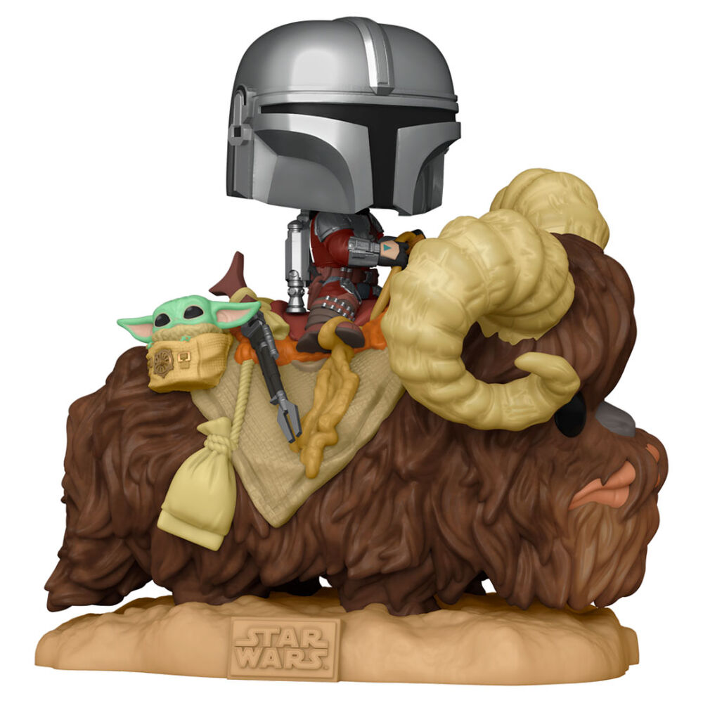 Figura POP! de Mando con Child sobre un bantha