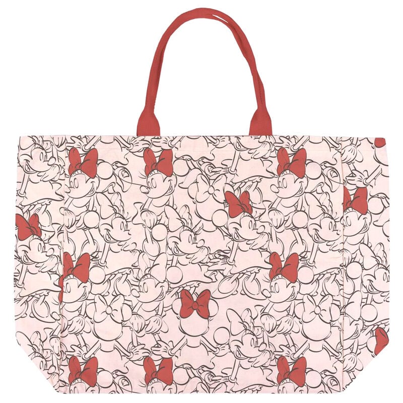 Bolso tote de algodón con estampado de Minnie Disney y asas rojas
