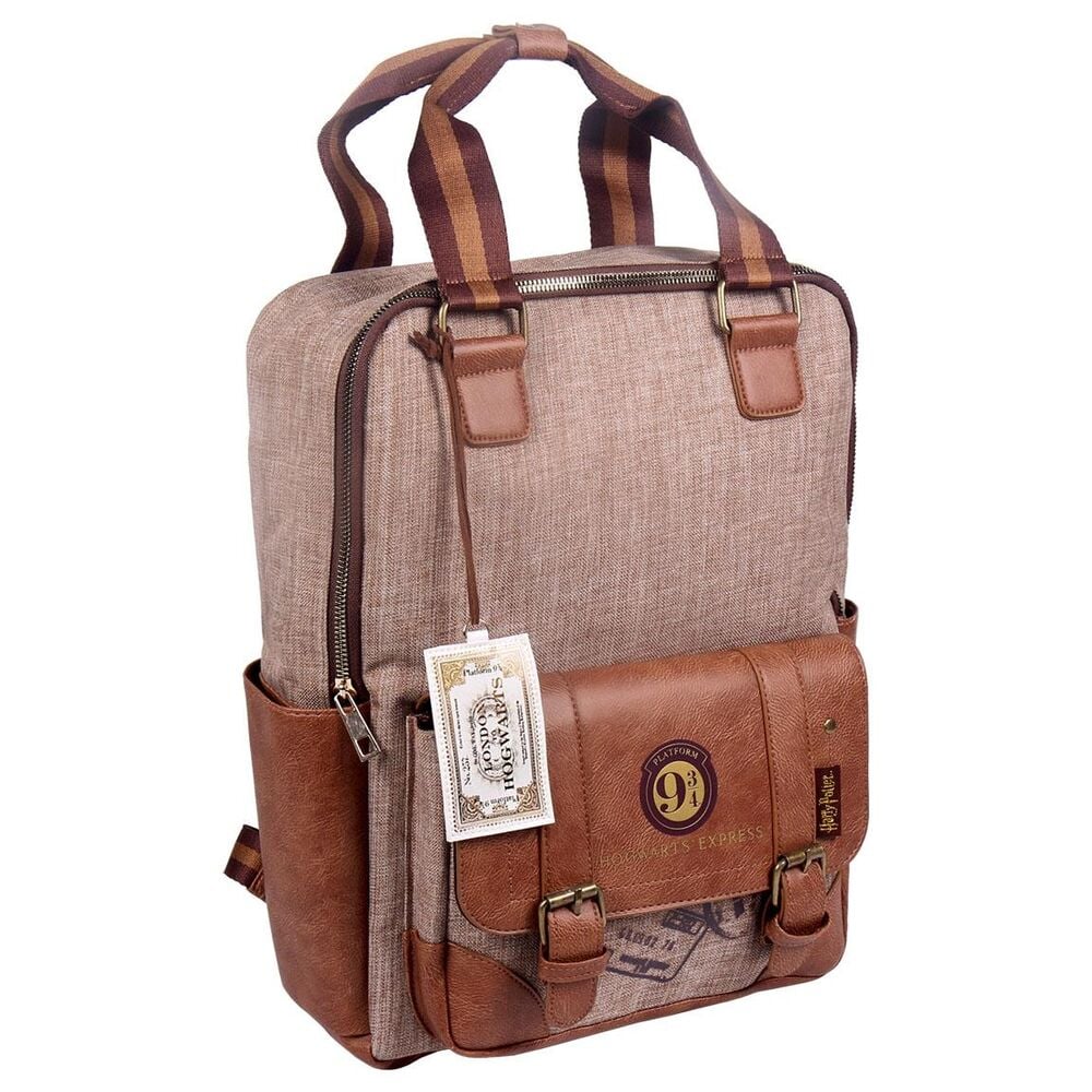 Mochila Harry Potter Platform 9 3/4 en beige y marrón