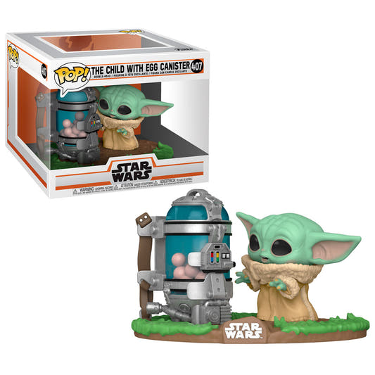 Figura Funko POP! de The Child junto a una cápsula de Star Wars