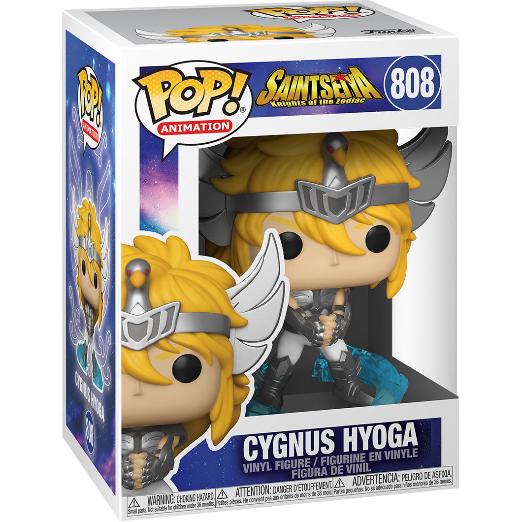 Figura Funko POP de Cygnus Hyoga con armadura y base azul de hielo - 2
