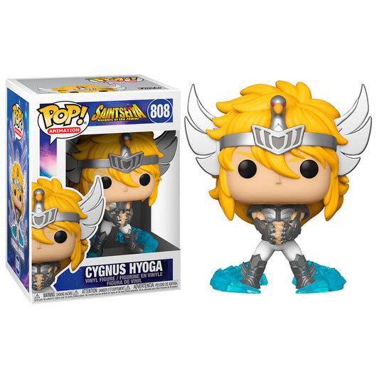 Figura Funko POP de Cygnus Hyoga con armadura y base azul de hielo - 3