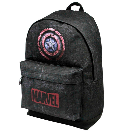Mochila Marvel de Capitán América negra y gris con escudo - 2