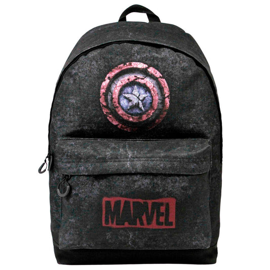 Mochila Marvel de Capitán América negra y gris con escudo