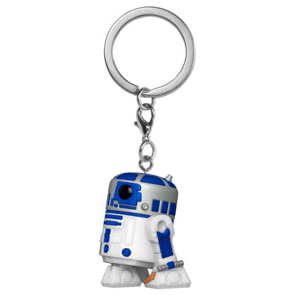 Llavero FUNKO Pocket Pop de R2-D2 en blanco y azul