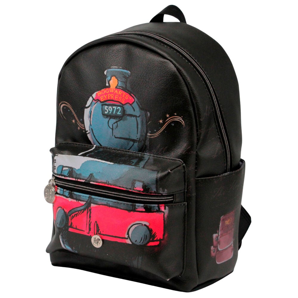 Mochila negra Hogwarts Express de Harry Potter con ilustración del tren