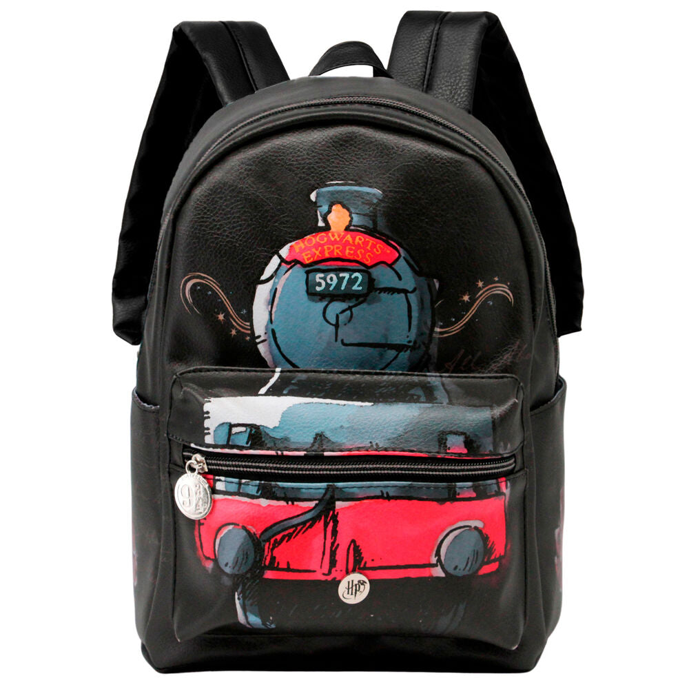 Mochila negra Hogwarts Express de Harry Potter con ilustración del tren - 3