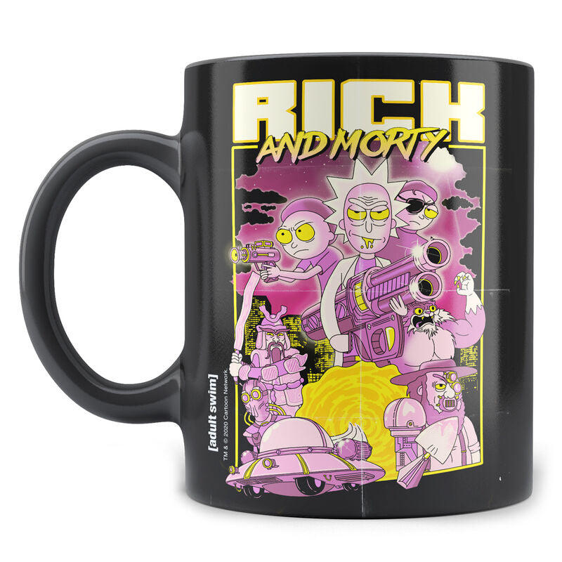 Taza negra de cerámica Rick and Morty con diseño Retro Poster - 2