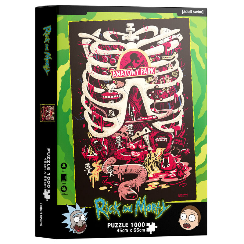 Caja del puzzle Anatomy Park de Rick and Morty de 1000 piezas