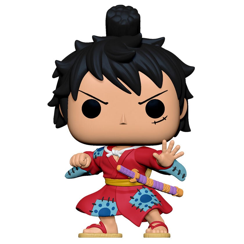 Figura Funko POP de Luffy de One Piece con kimono rojo y espada
