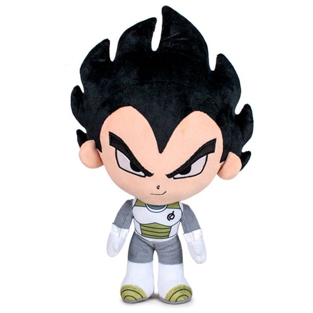 Peluche de Vegeta de Dragon Ball con uniforme gris y detalles verdes