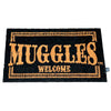 Felpudo negro y dorado Harry Potter Muggles Welcome de fibra de coco