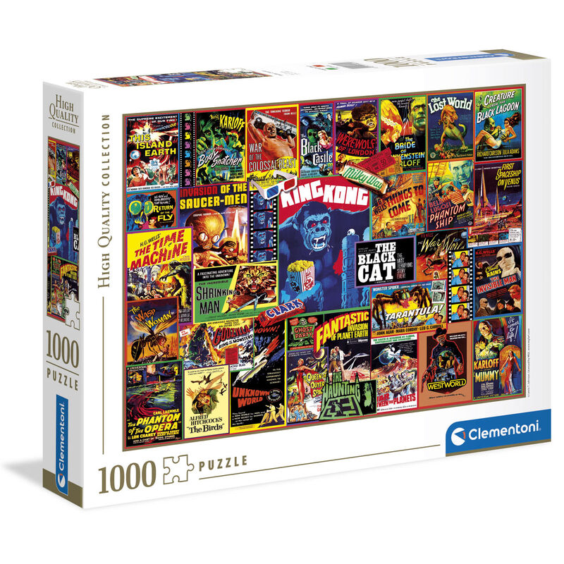 Puzzle Clementoni Thriller Classics de 1000 piezas con collage de carteles de cine