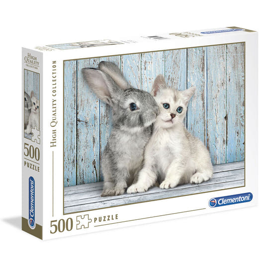 Puzzle Clementoni de 500 piezas con un gato y un conejo