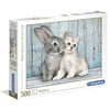 Puzzle Clementoni de 500 piezas con un gato y un conejo