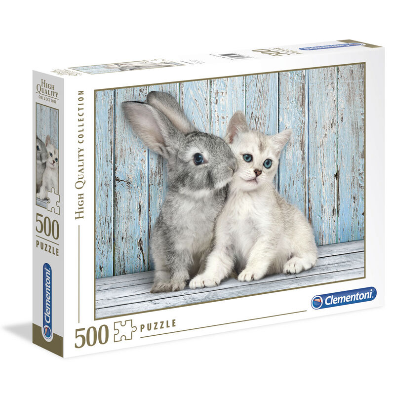 Puzzle Clementoni de 500 piezas con un gato y un conejo