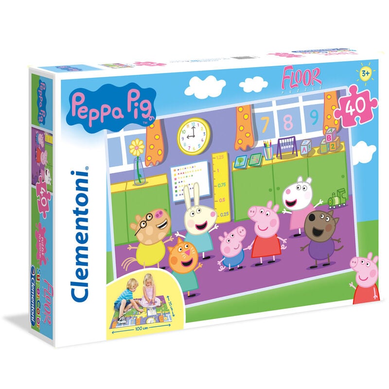 Puzzle de suelo Peppa Pig de 40 piezas con escena escolar